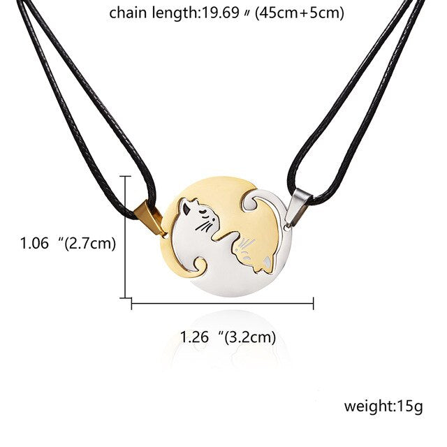 Yin Yang Cat Couple Necklace - Couple Gold+Silver - Necklaces - Pretland | Spiritual Crystals & Jewelry