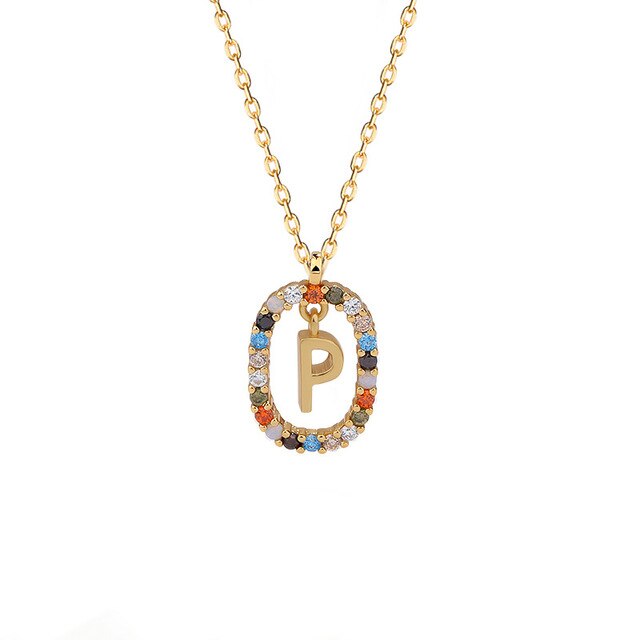Letter 925 Sterling Silver Necklace - P / 40-46.5cm - Necklaces - Pretland | Spiritual Crystals & Jewelry