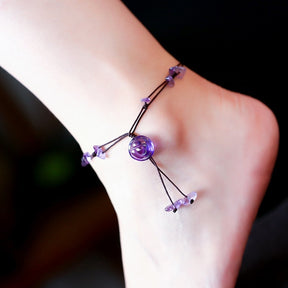 Spiritual Flower Braided Anklets - Amethyst - Anklets - Pretland | Spiritual Crystals & Jewelry