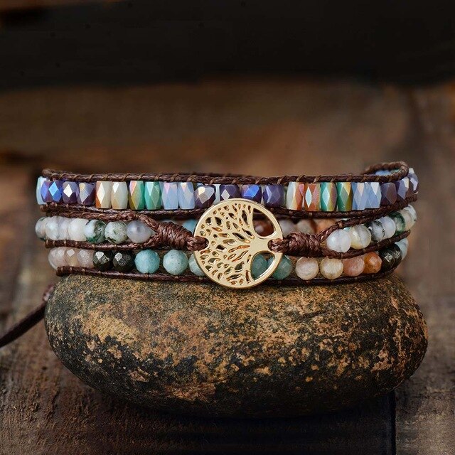 Tree of Life Vegan Bracelet - Brown - Wrap Bracelets - Pretland | Spiritual Crystals & Jewelry