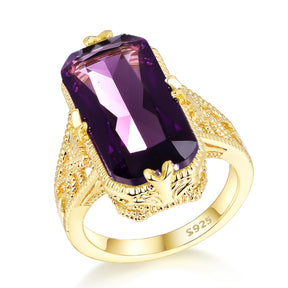 Stunning Amethyst Sterling Silver Ring - 6 / Gold - Rings - Pretland | Spiritual Crystals & Jewelry