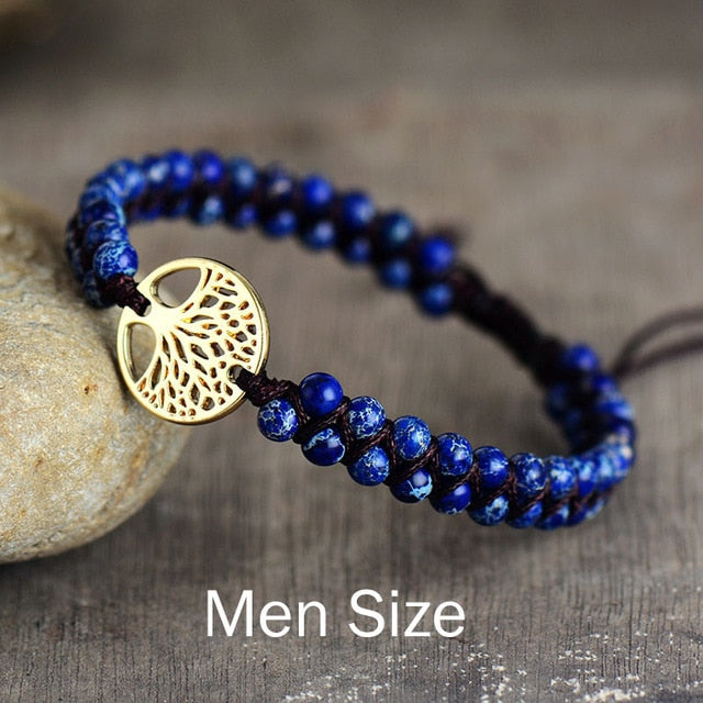 Spiritual Tree of Life Bracelet - Dark Blue Men Size - Bracelets - Pretland | Spiritual Crystals & Jewelry