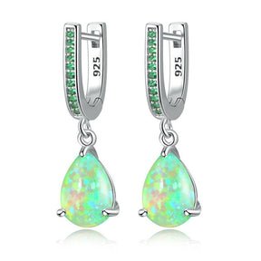 Green Opal Silver Earrings - Green - Earrings - Pretland | Spiritual Crystals & Jewelry