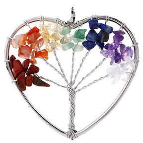 Handmade Tree of Life 7 Chakra Crystals Necklace - Heart Shaped - Necklaces - Pretland | Spiritual Crystals & Jewelry