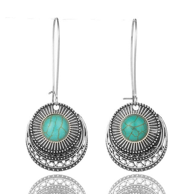 Turquoise Tide Earrings - Silver - Earrings - Pretland | Spiritual Crystals & Jewelry