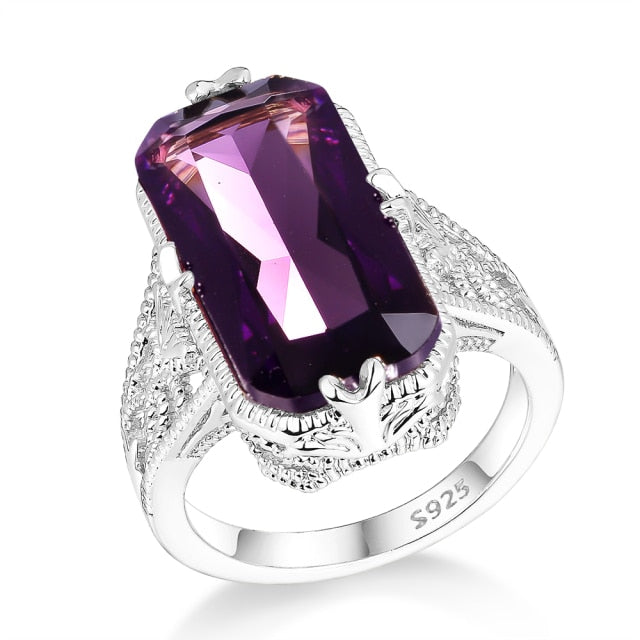 Stunning Amethyst Sterling Silver Ring - 6 / Silver - Rings - Pretland | Spiritual Crystals & Jewelry