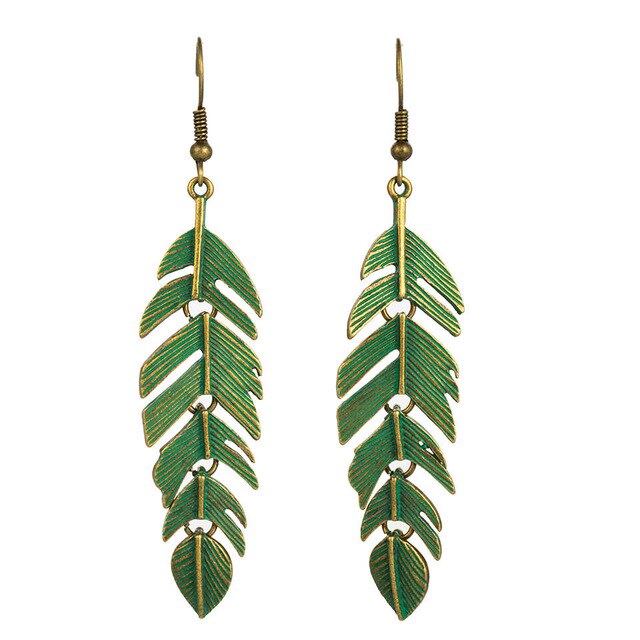 Turquoise Leaf Earrings - Style 01 Ggreen - Earrings - Pretland | Spiritual Crystals & Jewelry