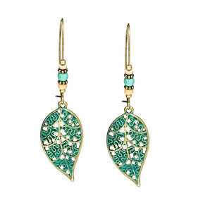 Turquoise Leaf Earrings - Style 02 - Earrings - Pretland | Spiritual Crystals & Jewelry