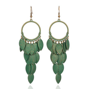 Turquoise Leaf Earrings - Style 04 - Earrings - Pretland | Spiritual Crystals & Jewelry