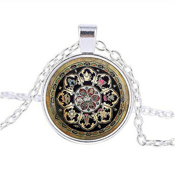 Tibetan Mandala Necklace - Vajra Mandala Silver - Necklaces - Pretland | Spiritual Crystals & Jewelry