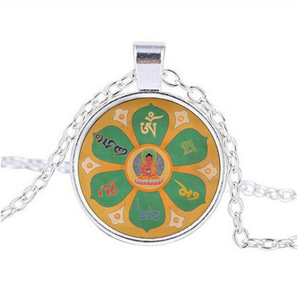 Tibetan Mandala Necklace - Arya Tara Silver - Necklaces - Pretland | Spiritual Crystals & Jewelry
