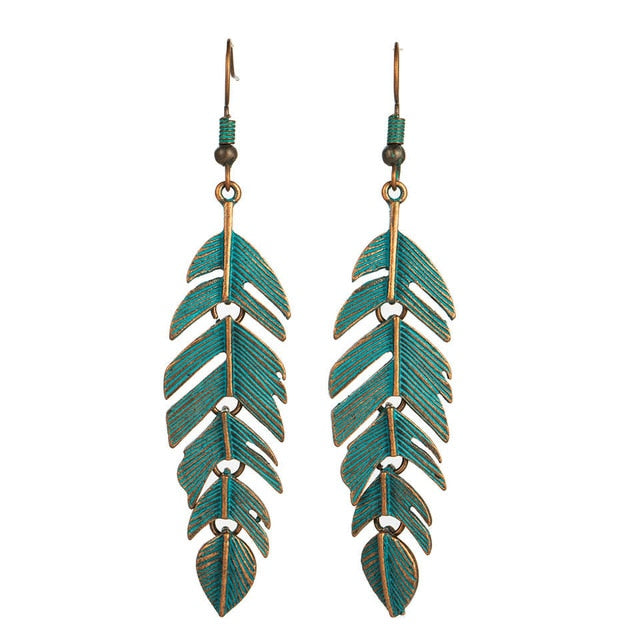 Turquoise Leaf Earrings - Style 01 Blue - Earrings - Pretland | Spiritual Crystals & Jewelry