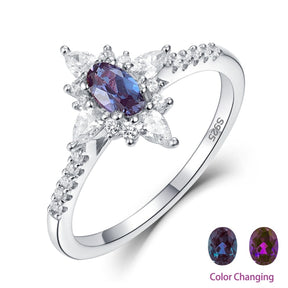 Emma Alexandrite 925 Sterling Silver Ring - 5 / White Rhodium Plated - Rings - Pretland | Spiritual Crystals & Jewelry