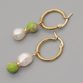 Asymmetric Pearl Earrings - Pearl & Jade - Earrings - Pretland | Spiritual Crystals & Jewelry
